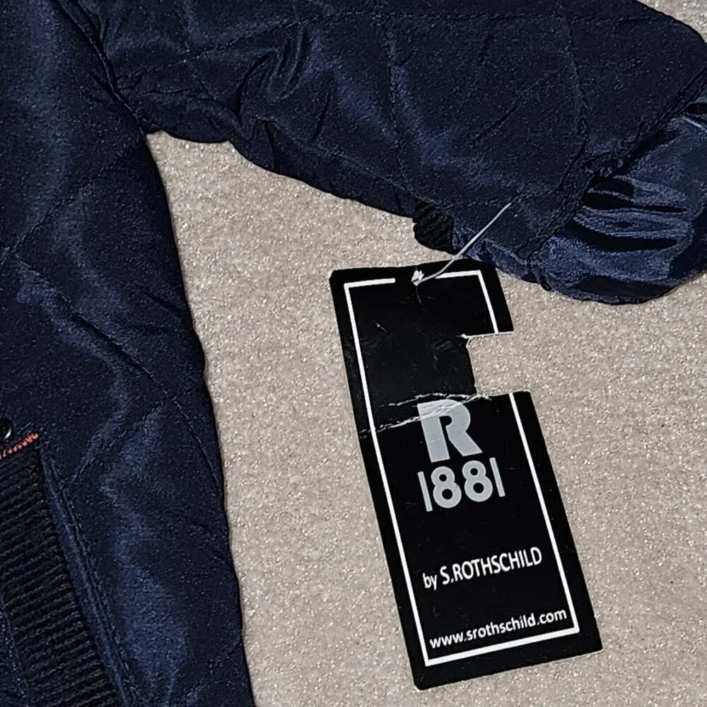 NWT Rothschild Quilted Pram Navy Blue Snowsuit Hooded Lined Baby 3-6 Months